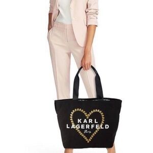 Karl Lagerfeld Black and Gold Heart Tote
